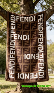 Fendi Repeated FF Monogram Text Flannel Sofa Throw Blanket Luxury Designer IMG_9352